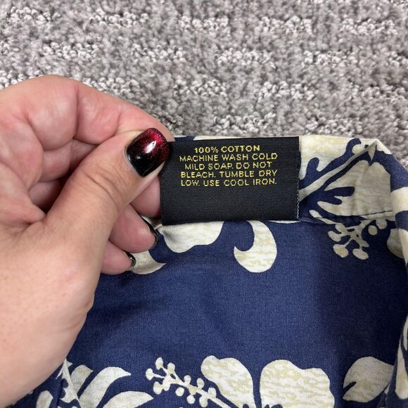 Royal Creations Shirt Mens Large Blue White Hawaiian Aloha Floral Tiki Tropical - Picture 5 of 6